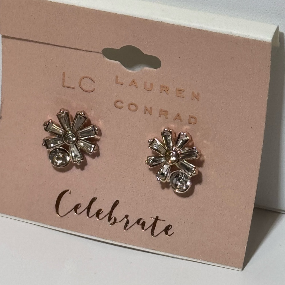 LC Lauren Conrad Gold and Silver Starburst Earrings